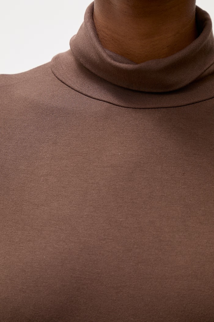 Answear.LAB longsleeve damski bawełniany z elastanem ASC-2895.fjk brązowy