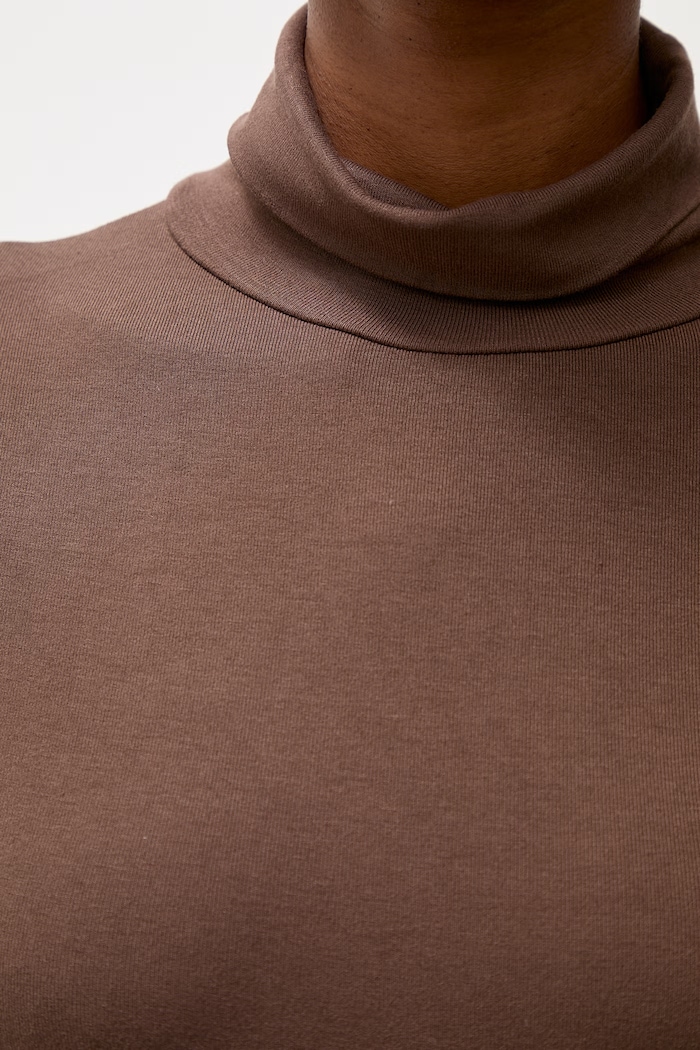 Answear.LAB longsleeve damski bawełniany z elastanem ASC-2895.fjk brązowy