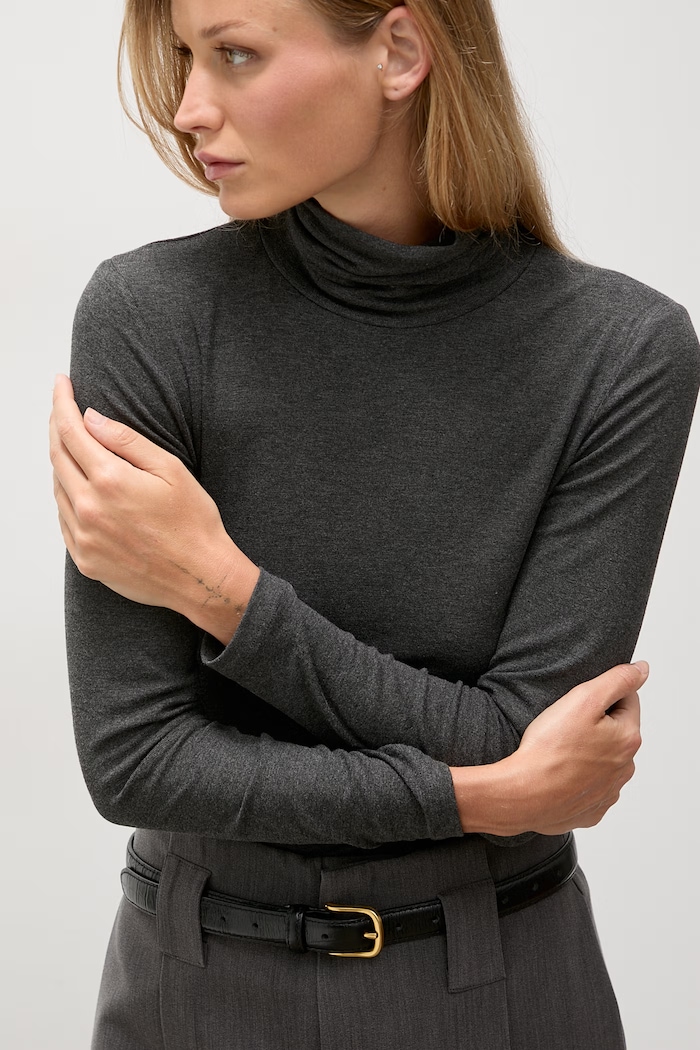 Answear.LAB longsleeve damski bawełniany z elastanem ASC-2895.fjk szary