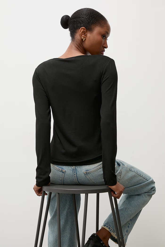 Odzież Answear.LAB longsleeve damski bawełniany z elastanem ASC2893.fjk czarny