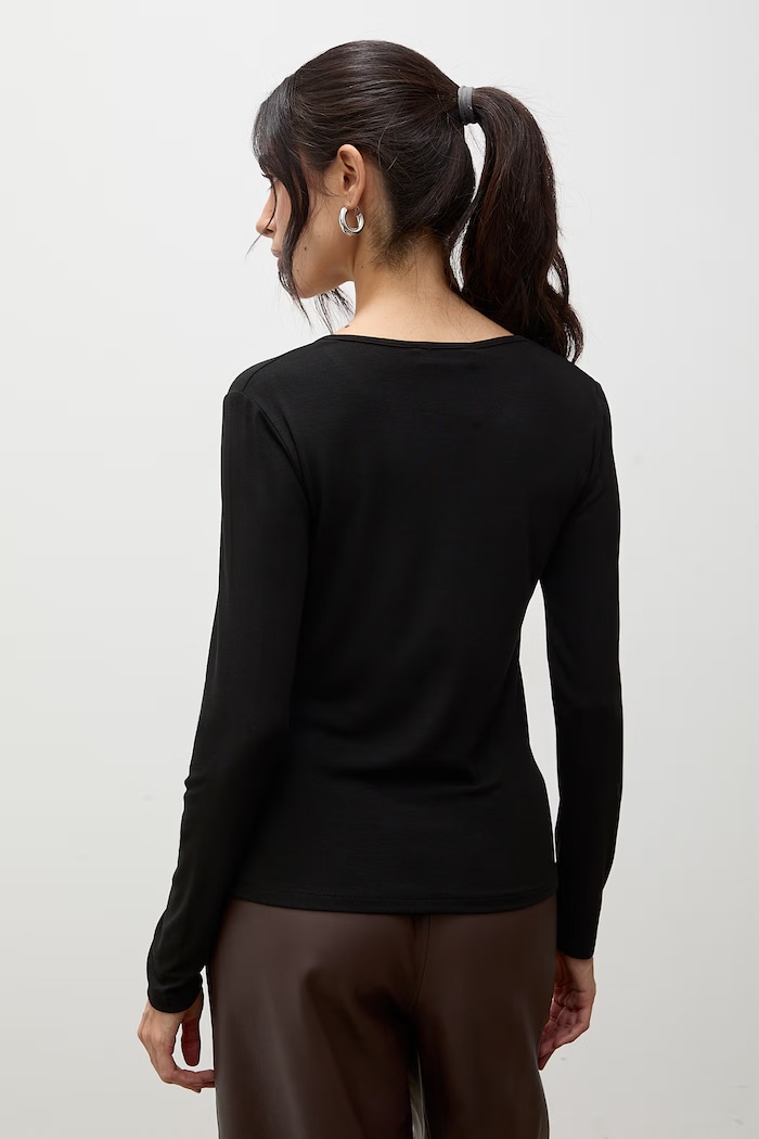 Odzież Answear.LAB Longsleeve damski bawełniany z elastanem ASC2893.fjk czarny
