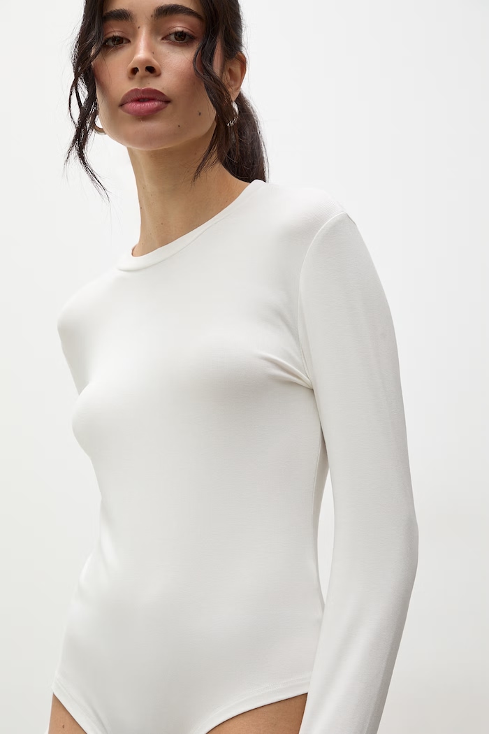 Body damskie bawełniane z elastanem Answear.LAB biały ASC2887.fjk