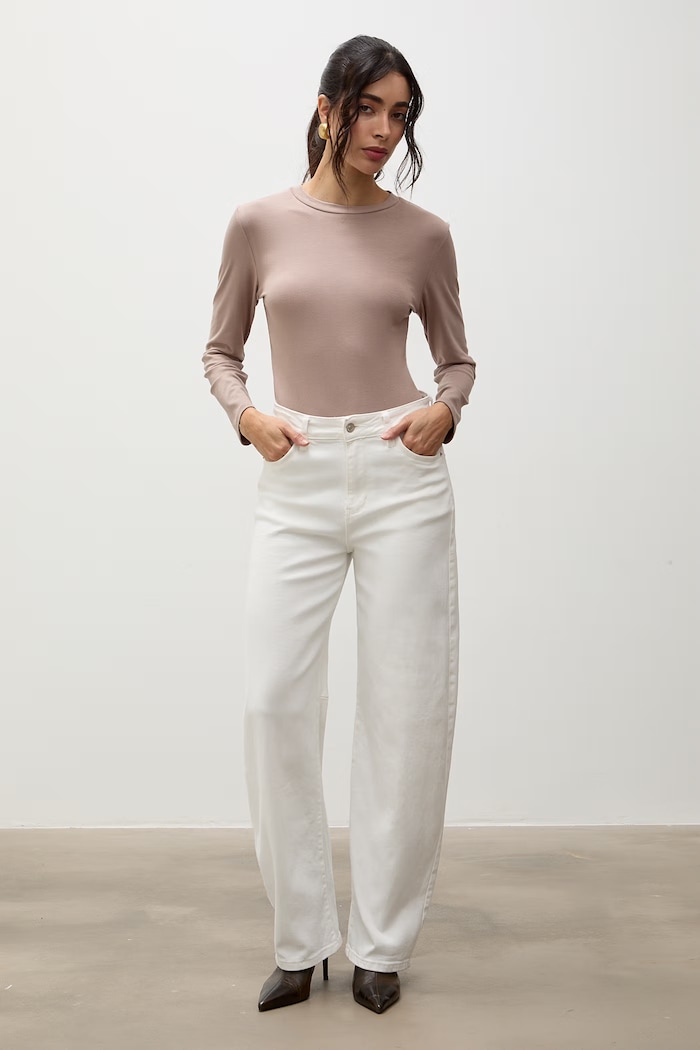 Body damskie bawełniane z elastanem Answear.LAB brązowy ASC2887.fjk