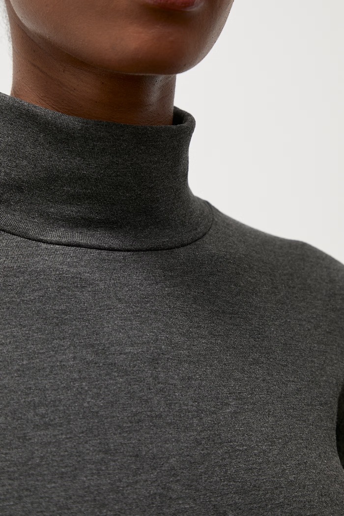 Longsleeve damski bawełniany z elastanem Answear.LAB szary ASC-2778.fjk