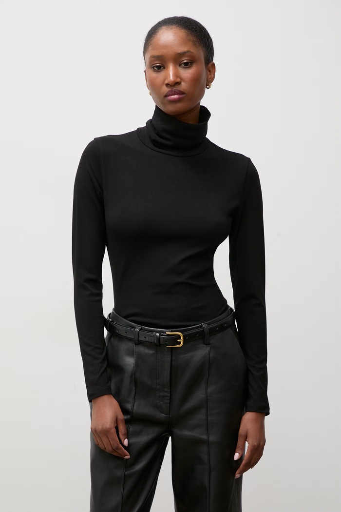 Odzież Answear.LAB Longsleeve damski bawełniany z elastanem ASC-2778.fjk czarny