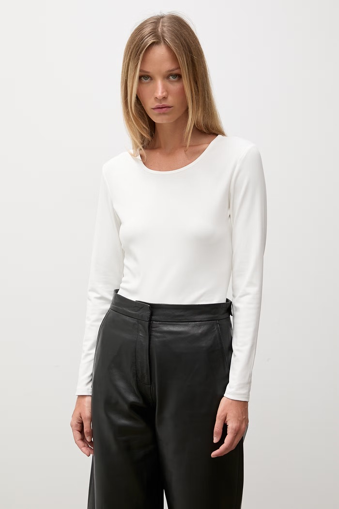 Longsleeve damski bawełniany z elastanem Answear.LAB ASC -2776.fjk biały