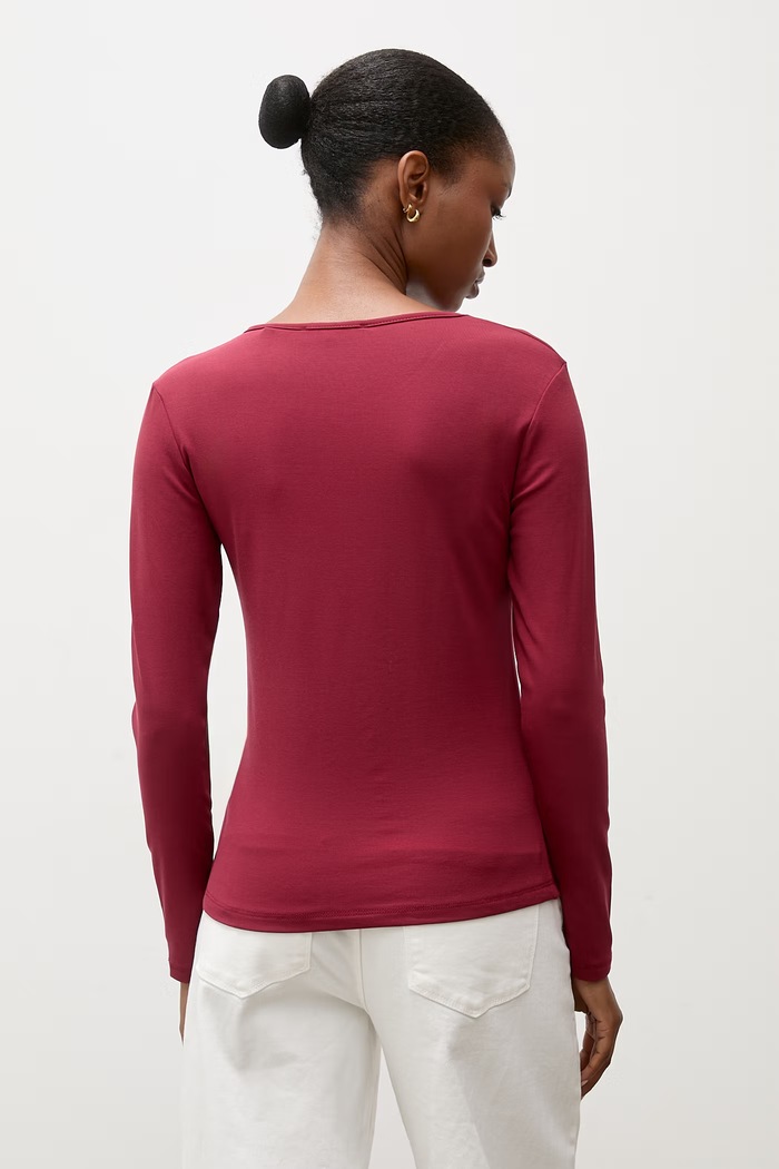 Odzież Answear.LAB Longsleeve damski bawełniany z elastanem ASC -2776.fjk bordowy