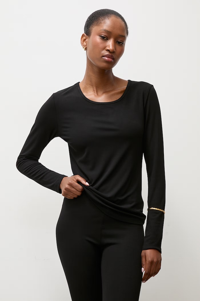 Longsleeve damski bawełniany z elastanem Answear.LAB ASC -2776.fjk czarny