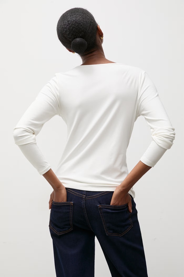 Odzież Answear.LAB Longsleeve damski z dodatkiem jedwabiu ASC-2777.fjk biały