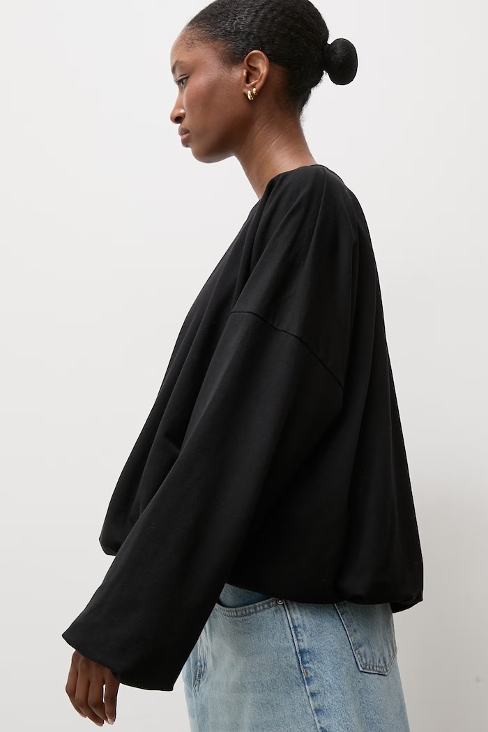 Answear.LAB bluza damska z bawełną czarny POPPY.tok