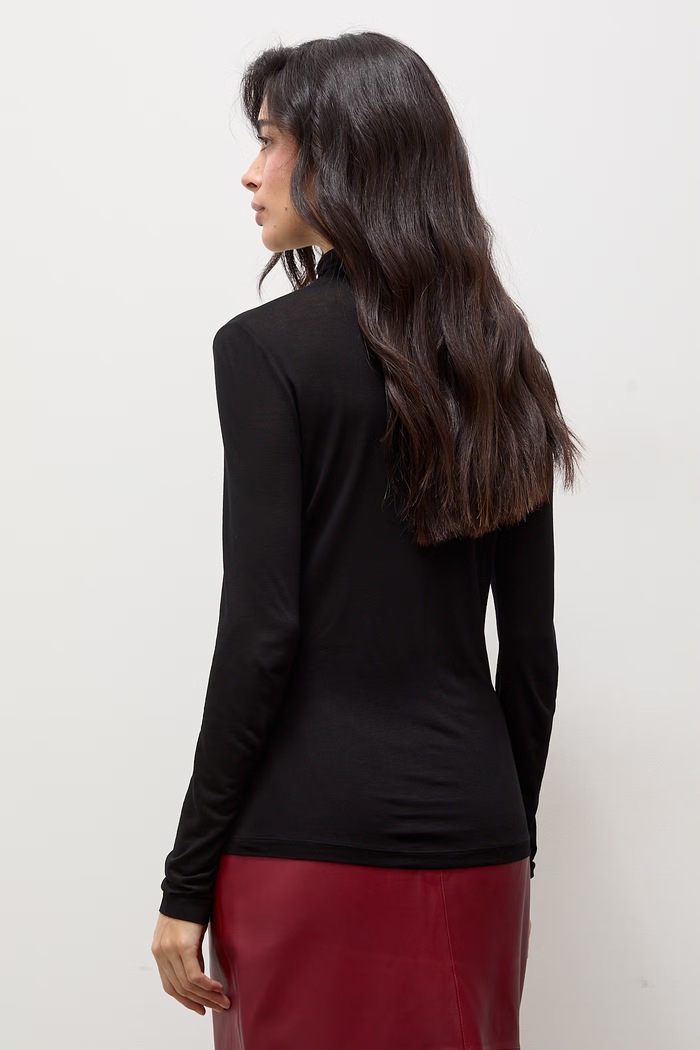 Odzież Answear.LAB Longsleeve damski z wiskozy ALANA.tok czarny