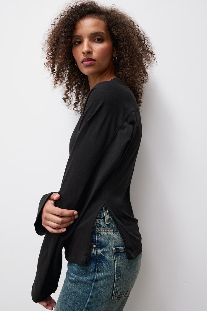Answear.LAB Longsleeve damski bawełniany czarny sng.kr.5.tok
