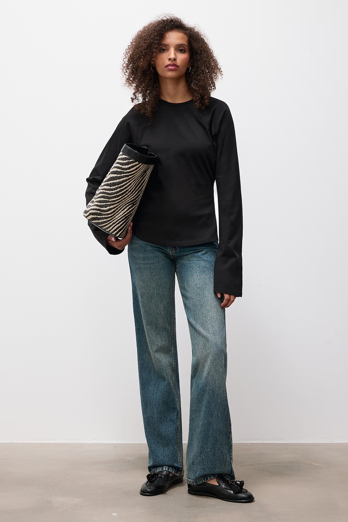 Answear.LAB Longsleeve damski bawełniany sng.kr.5.tok czarny WA26