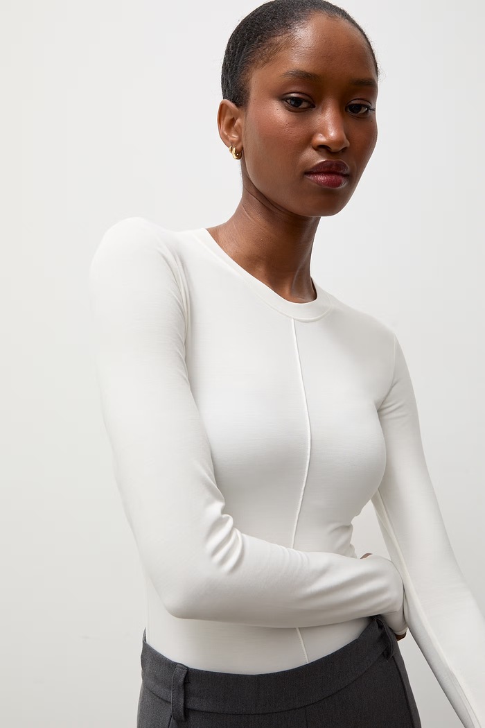Answear.LAB Longsleeve damski bawełniany z elastanem biały sng.kr.3.tok