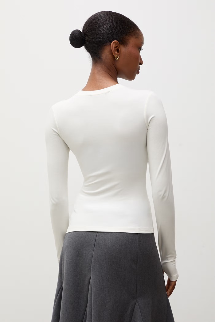 Odzież Answear.LAB Longsleeve damski bawełniany z elastanem sng.kr.3.tok biały