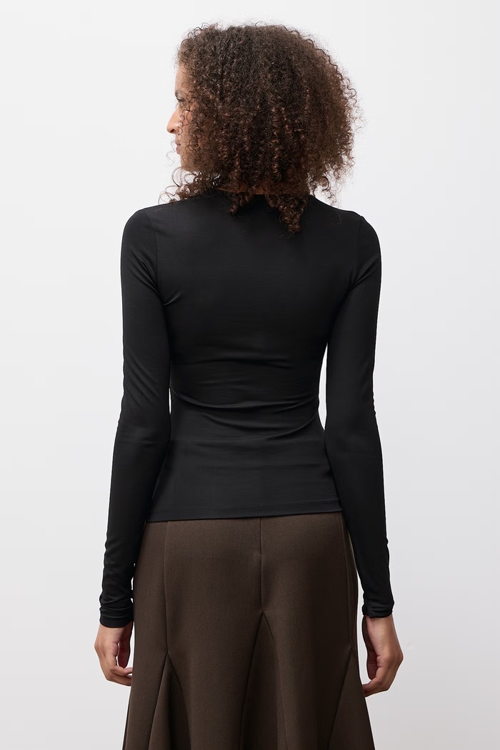 Odzież Answear.LAB Longsleeve damski bawełniany z elastanem sng.kr.3.tok czarny