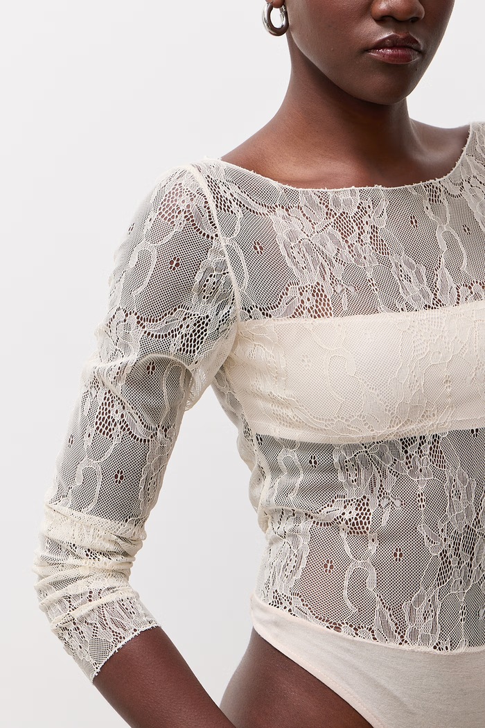 Body damskie koronkowe Answear.LAB beżowy BD1708.ijr