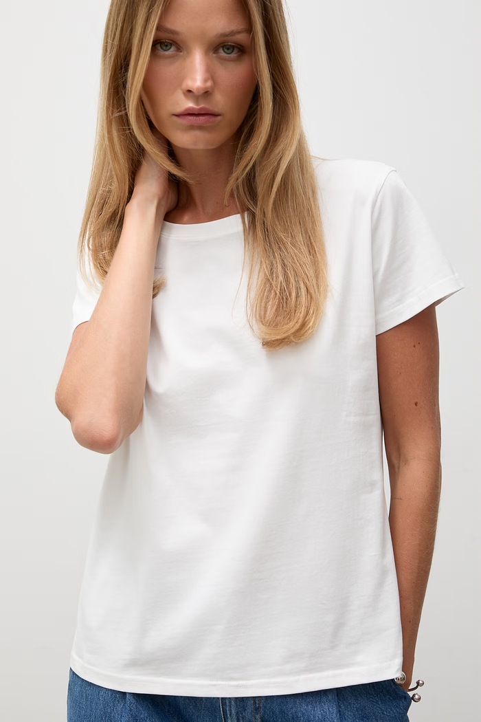 Answear.LAB T-shirt basic damski bawełniany z elastanem biały Z206