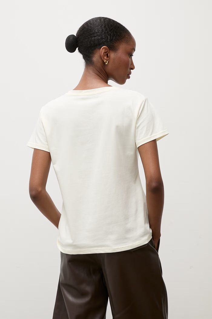 Odzież Answear.LAB T-shirt basic damski bawełniany z elastanem Z206 beżowy