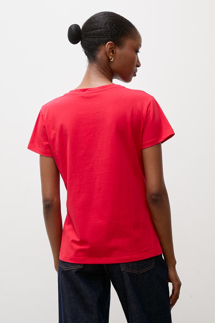 Odzież Answear.LAB T-shirt basic damski bawełniany z elastanem Z206 czerwony