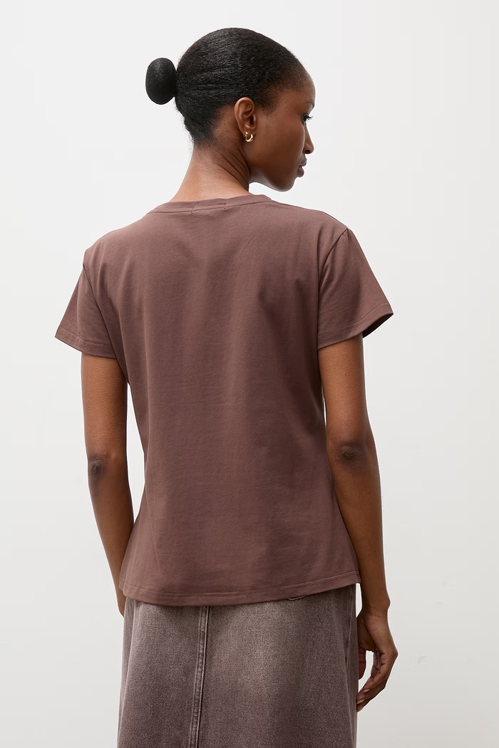 Odzież Answear.LAB T-shirt basic damski bawełniany z elastanem Z206 brązowy