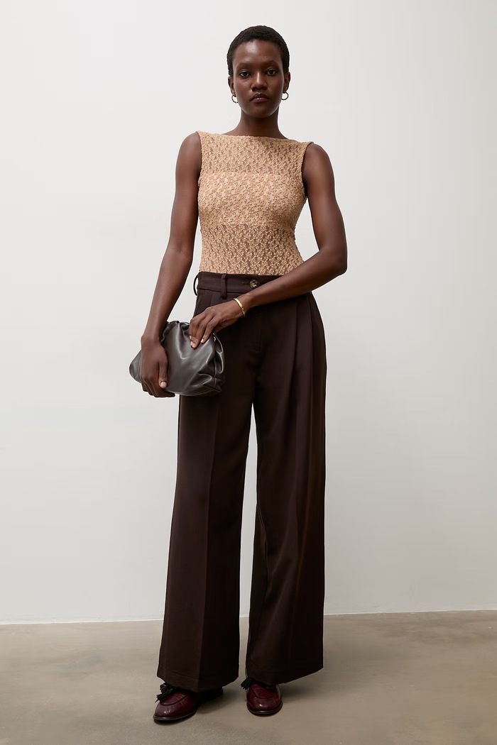 Answear.LAB body damskie koronkowe 93017 beżowy WA26
