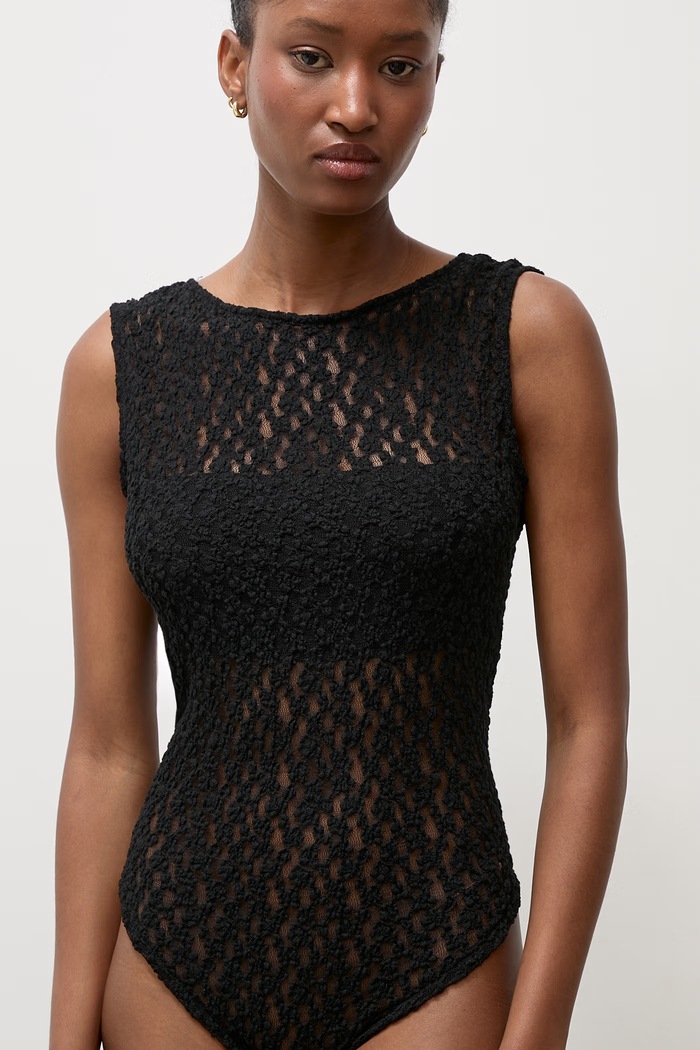 Answear.LAB body damskie koronkowe czarny 93017