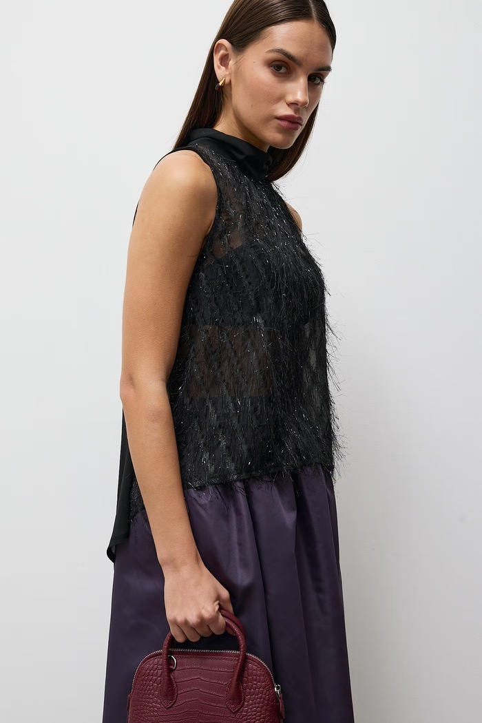 Answear.LAB Bluzka halter damska czarny WF24-114.itjr