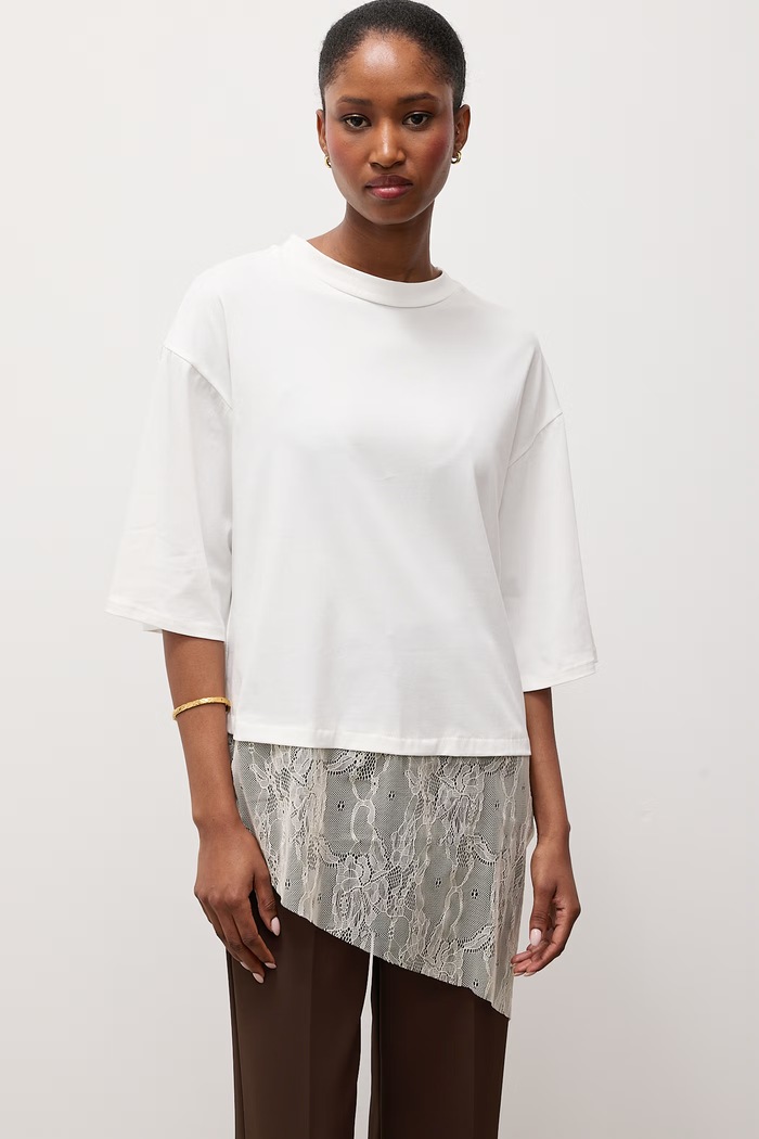 T-shirt damski bawełniany z elastanem Answear.LAB 56389.ijr beżowy