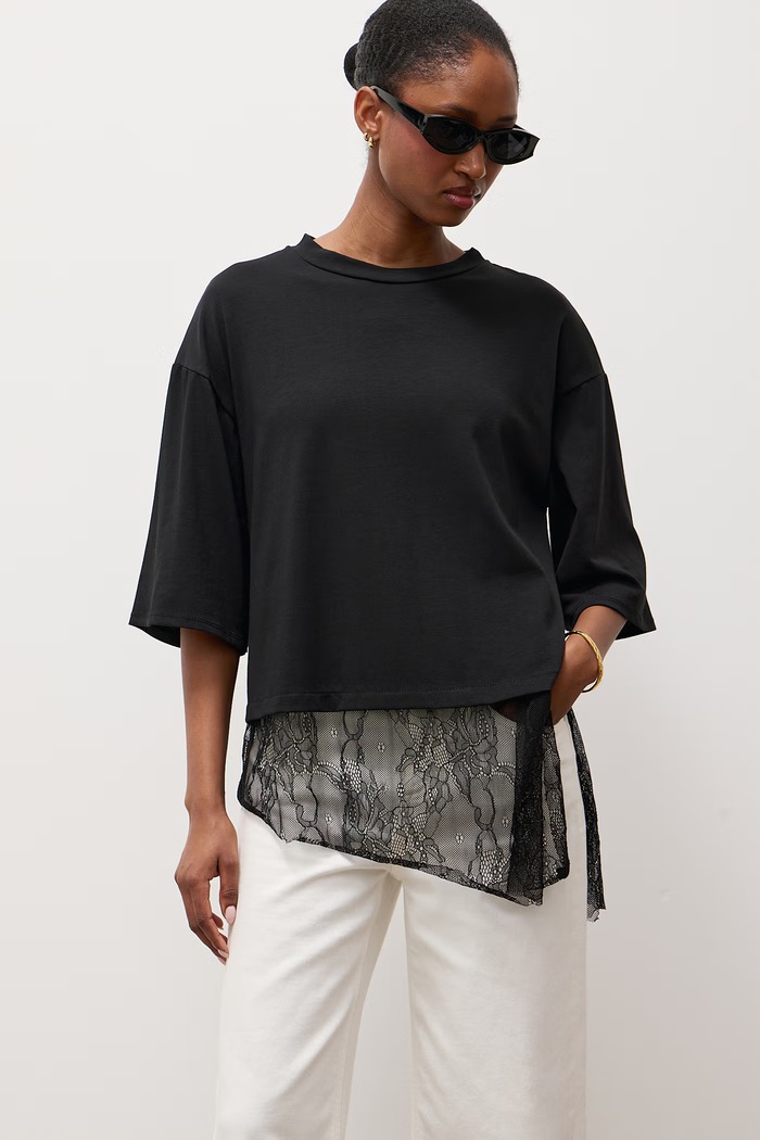 Answear.LAB T-shirt damski bawełniany z elastanem 56389.ijr czarny WA26