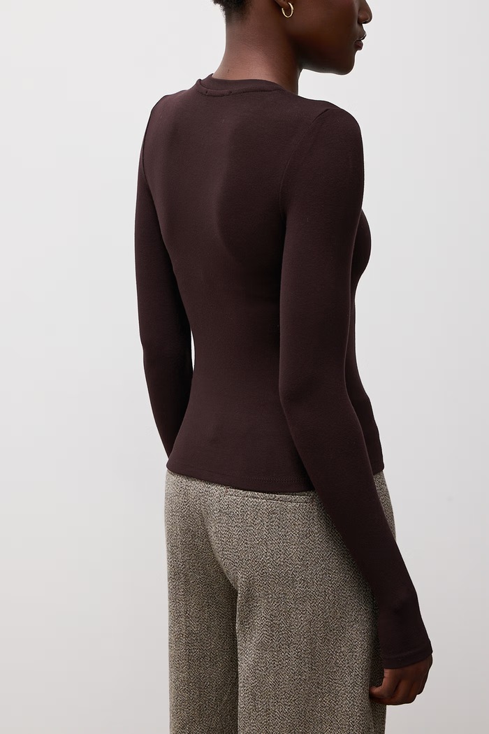 Odzież Answear.LAB Longsleeve damski z wiskozy 5068.tok brązowy