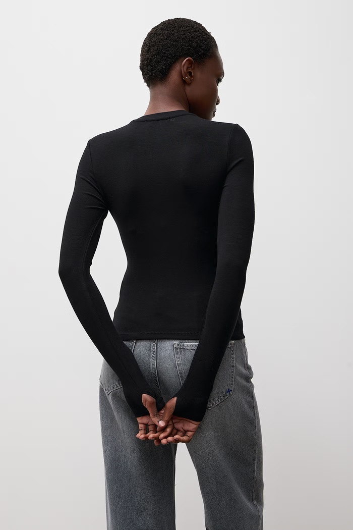 Odzież Answear.LAB Longsleeve damski z wiskozy 5068.tok czarny
