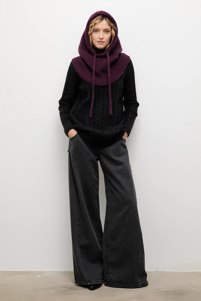 Kaptur damski z wełną merino Answear.LAB WA25-CAD000 | 2311303 bordowy