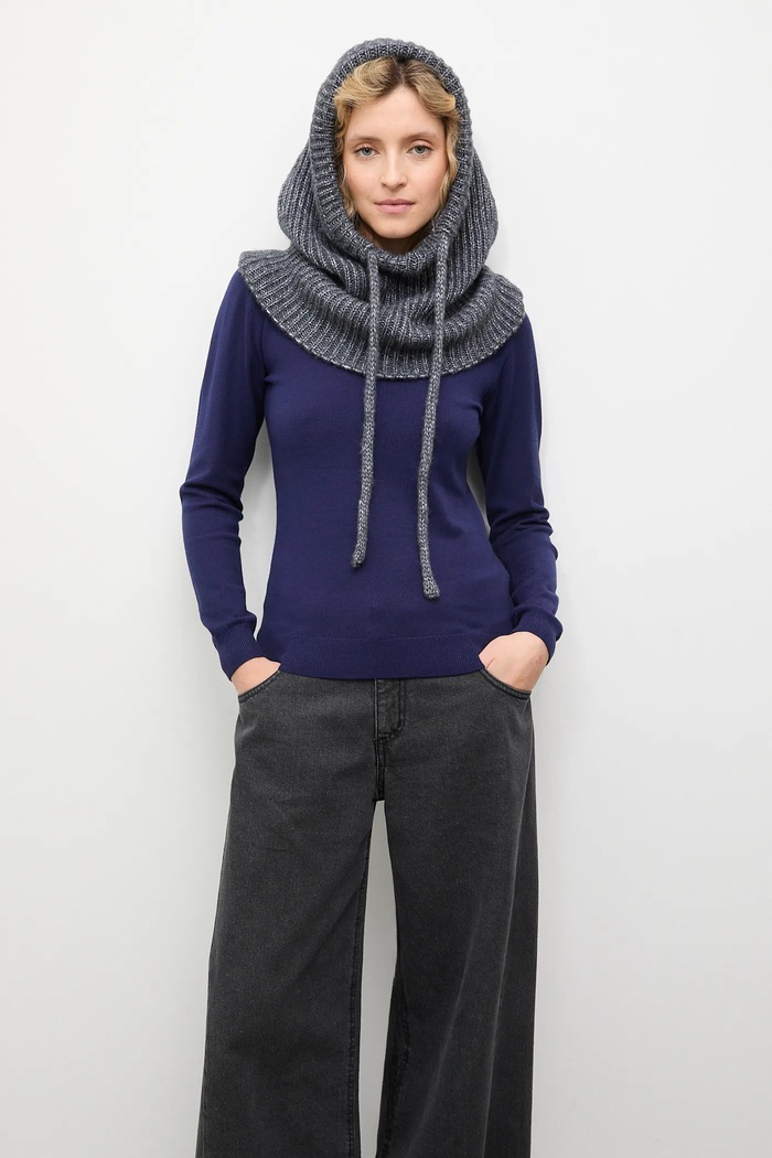 Kaptur damski z wełną merino Answear.LAB WA25-CAD000 | 2311303 szary