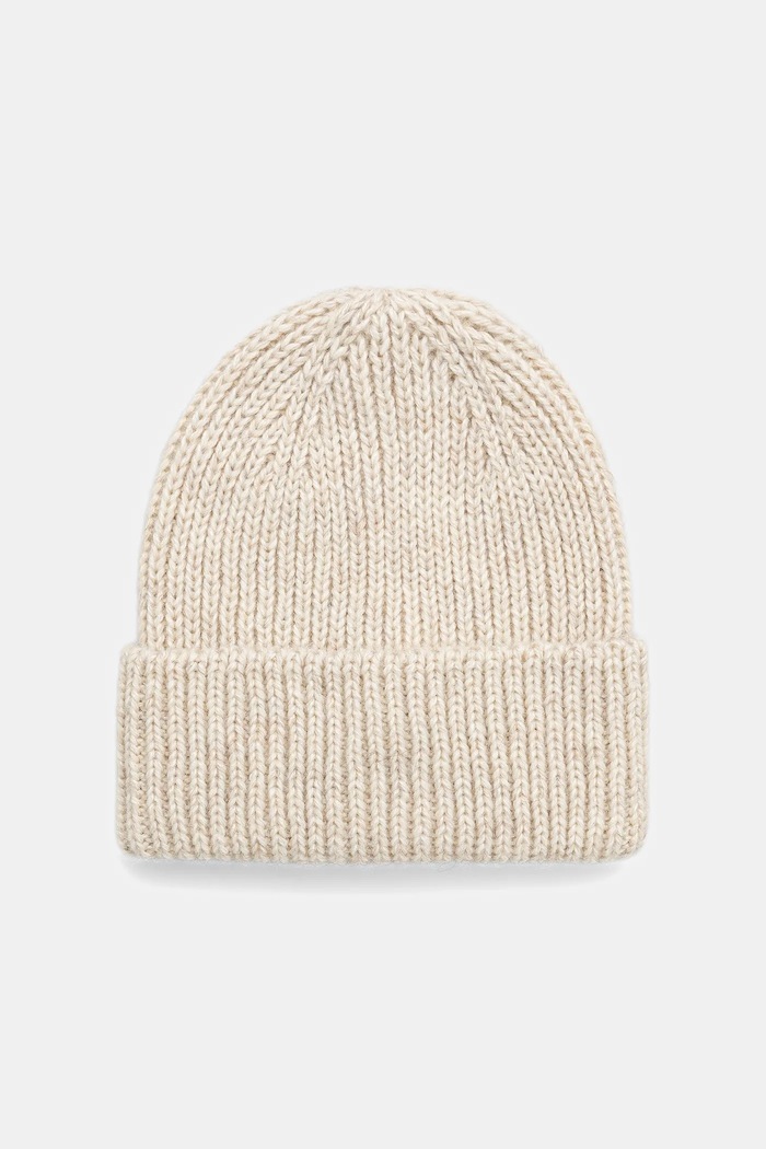 Answear.LAB Czapka beanie damska z dodatkiem wełny WA25-CDD001 beżowy WA26