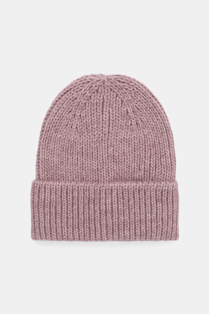 Answear.LAB Czapka beanie damska z dodatkiem wełny WA25-CDD001 fioletowy WA26