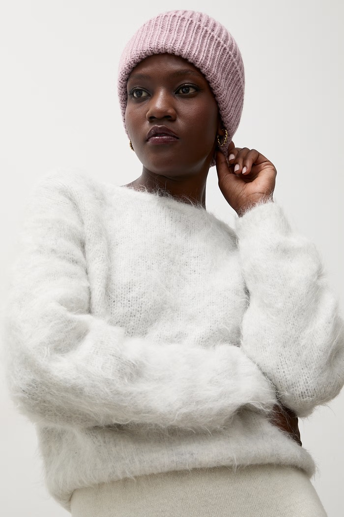 Czapka beanie damska z dodatkiem wełny Answear.LAB fioletowy WA25-CDD001