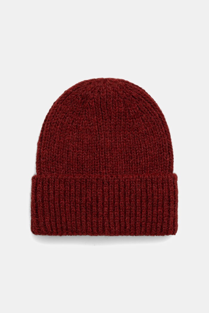 Answear.LAB Czapka beanie damska z dodatkiem wełny WA25-CDD001 czerwony WA26