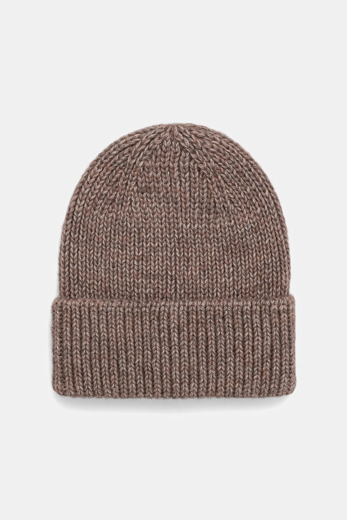 Answear.LAB Czapka beanie damska z dodatkiem wełny WA25-CDD001 brązowy WA26