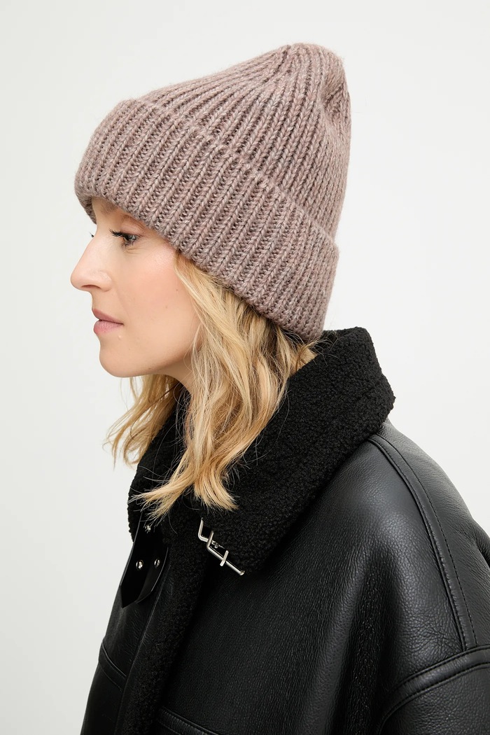 Czapka beanie damska z dodatkiem wełny Answear.LAB brązowy WA25-CDD001