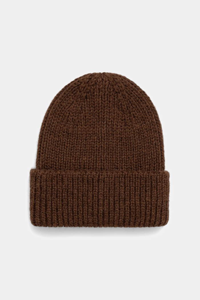 Answear.LAB Czapka beanie damska z dodatkiem wełny WA25-CDD001 brązowy WA26