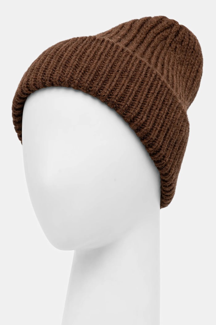 Akcesoria Answear.LAB Czapka beanie damska z dodatkiem wełny WA25-CDD001 brązowy