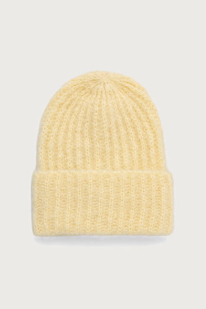 Answear.LAB Czapka damska wełniana żółty WA26-CDD014