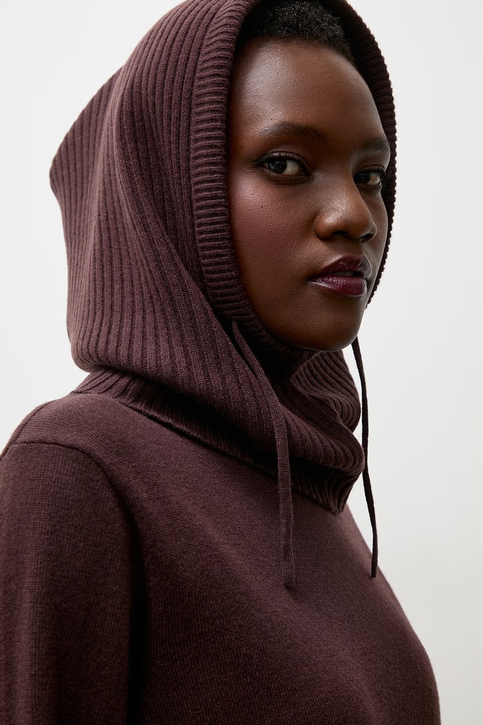 Kaptur damski z wełny merino Answear.LAB brązowy WA26-CDD020