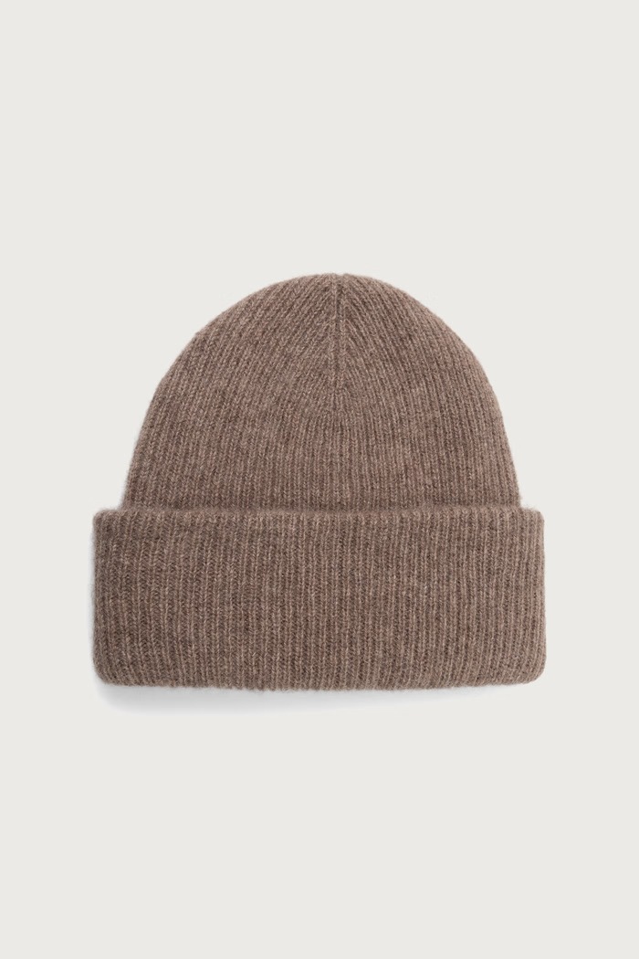 Answear.LAB Czapka beanie damska wełniana z dodatkiem kaszmiru brązowy JX-1.cjk