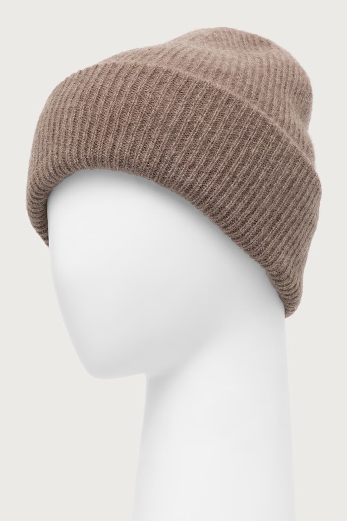 Answear.LAB Czapka beanie damska wełniana z dodatkiem kaszmiru JX-1.cjk brązowy WA26