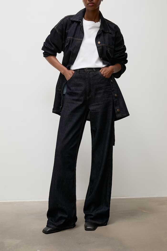 Odzież Answear.LAB komplet codzienny damski jeansowy 6753 granatowy