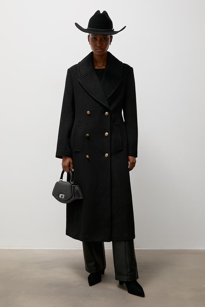 Answear.LAB płaszcz damski z wełną czarny WA26.KPD010