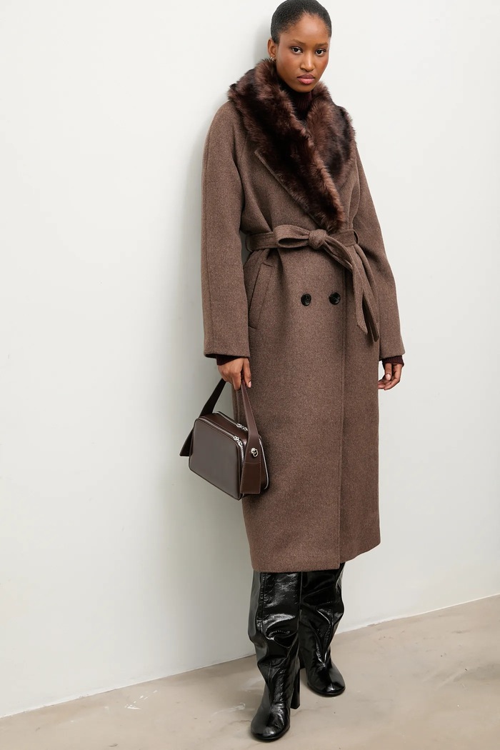Cappotto da donna con lana Answear.LAB WA26.KPD022 marrone