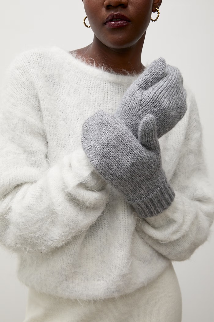 Answear.LAB Rękawiczki damskie z wełną merino szary 2208538